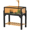 PawHut Wooden Tortoise House with Storage Shelf